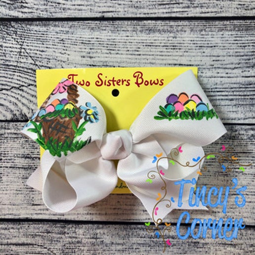 Easter Basket White Hair Bow