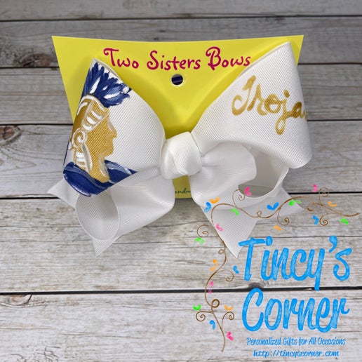 Trojans Mascot White Hair Bow