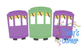 Mardi Gras Street Cars Embroidery T-Shirt