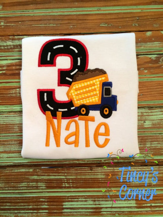 Dump Truck Birthday Applique T-Shirt