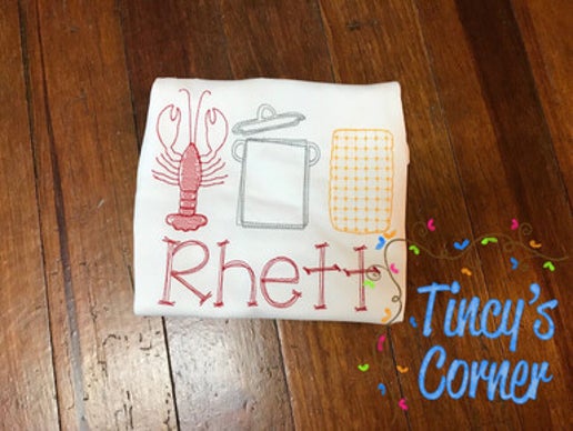 Crawfish Boil Trio Embroidery T-Shirt