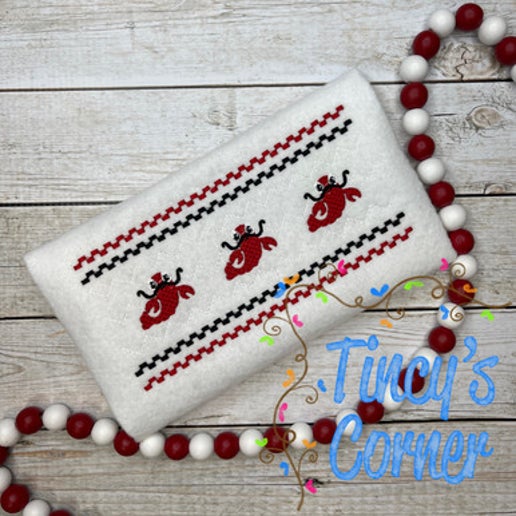 Faux Smocked Crawfish Trio Embroidery T-Shirt