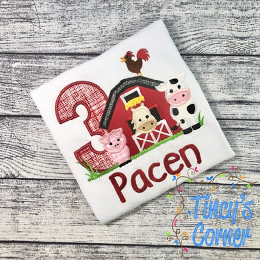 Farm Animal Birthday Applique T-Shirt