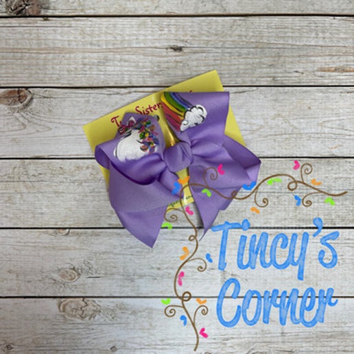 Glitter Unicorn Lavender Hair Bow