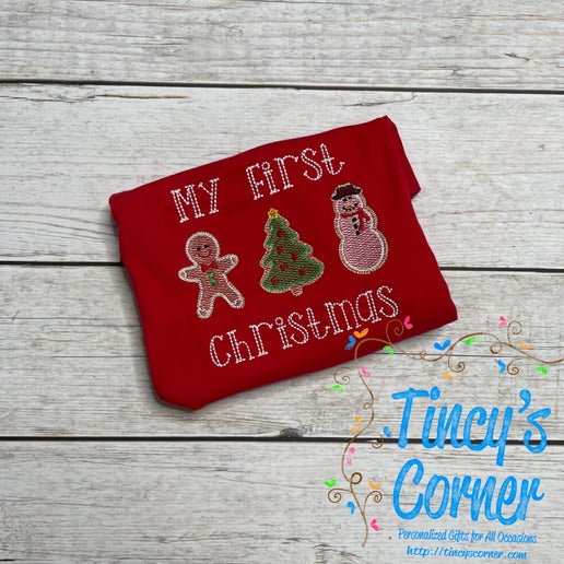 My First Christmas Trio Embroidery T-Shirt
