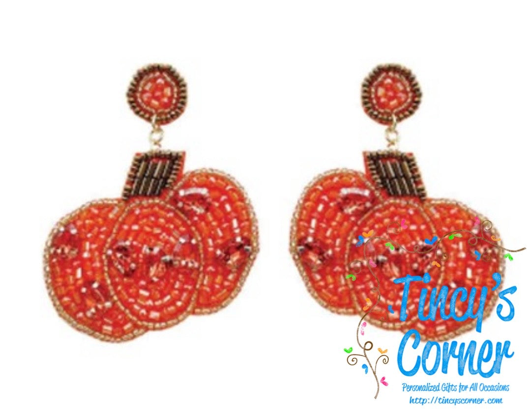 Pumpkin Kisses Harvest Wishes Beaded Earrings