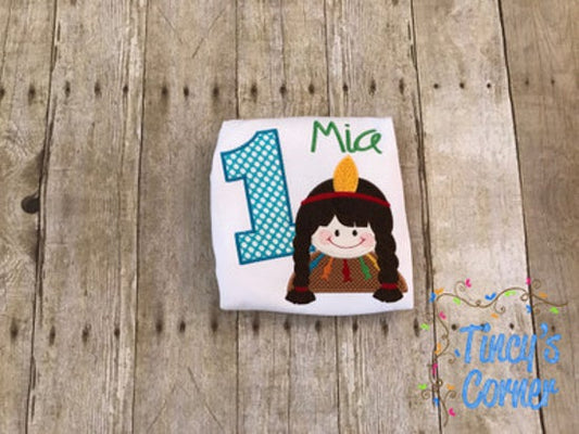 Indian Girl Birthday Applique T-Shirt