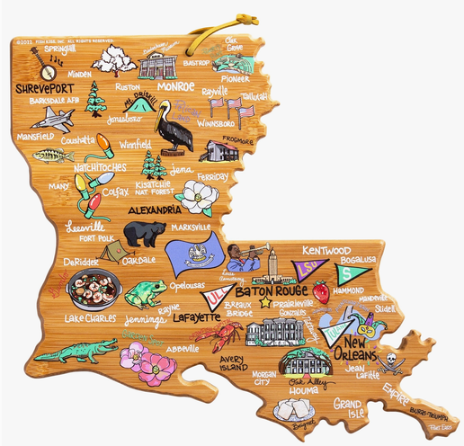 Louisiana Cutting Board with Artwork By Fish Kiss