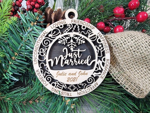 Just Married Christmas Ornament