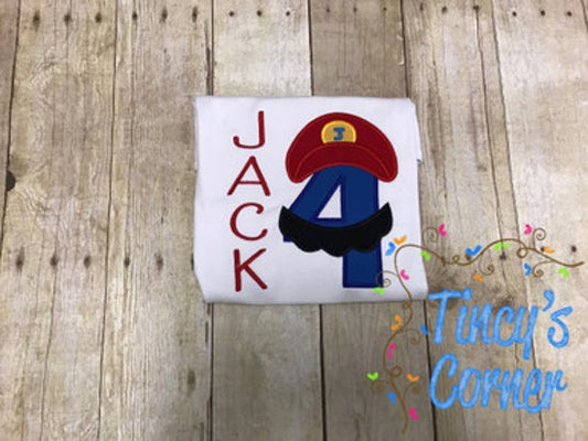 Super Mario Birthday Applique T-Shirt