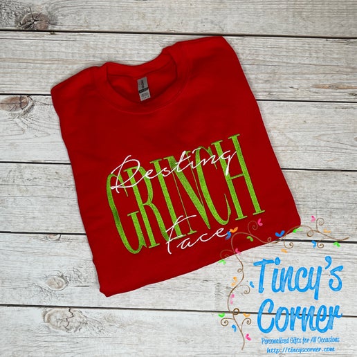 Resting Grinch Face Embroidery Sweatshirt