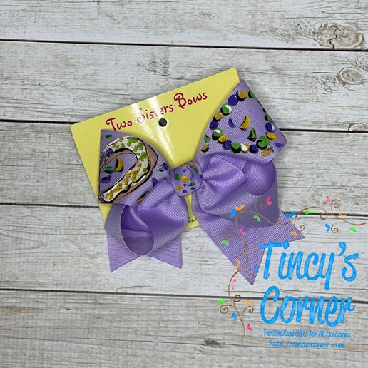 King Cake Beads Lavender Hair Bow