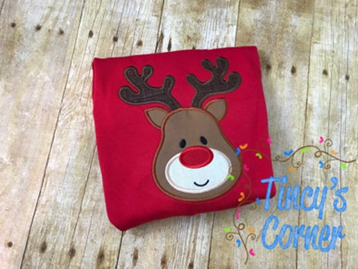 Rudolph the Red Nosed Reindeer Boy Applique T-Shirt
