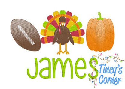 Thanksgiving Trio Embroidery T-Shirt