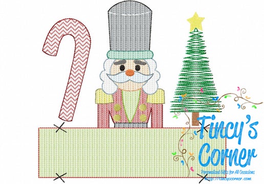 Candy Cane Nutcracker Tree Trio with Name Plate Embroidery T-Shirt
