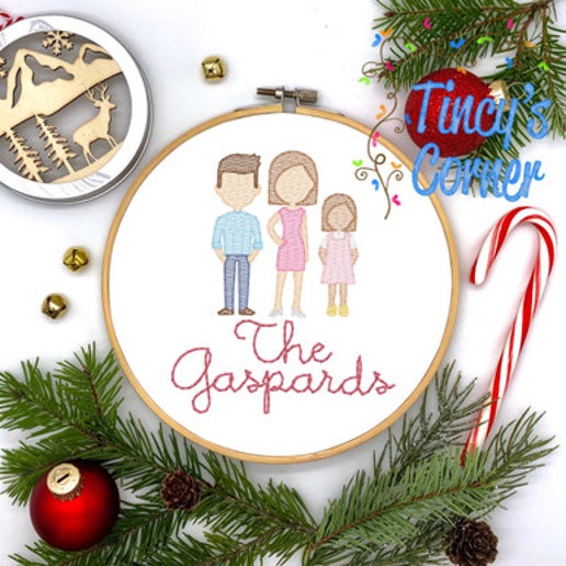 Personalized Family Christmas Embroidery Ornament