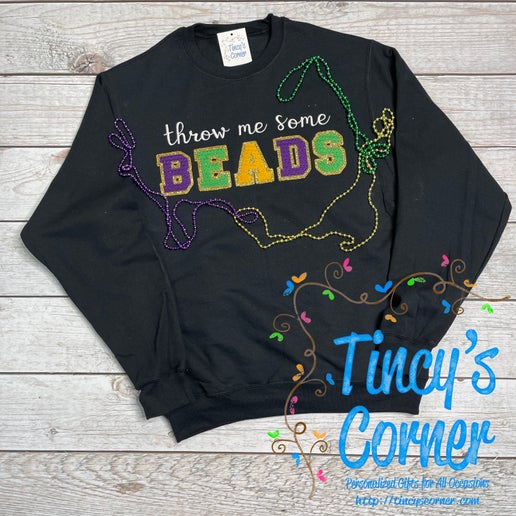 Throw Me Some Beads Chenille Embroidery Sweatshirt