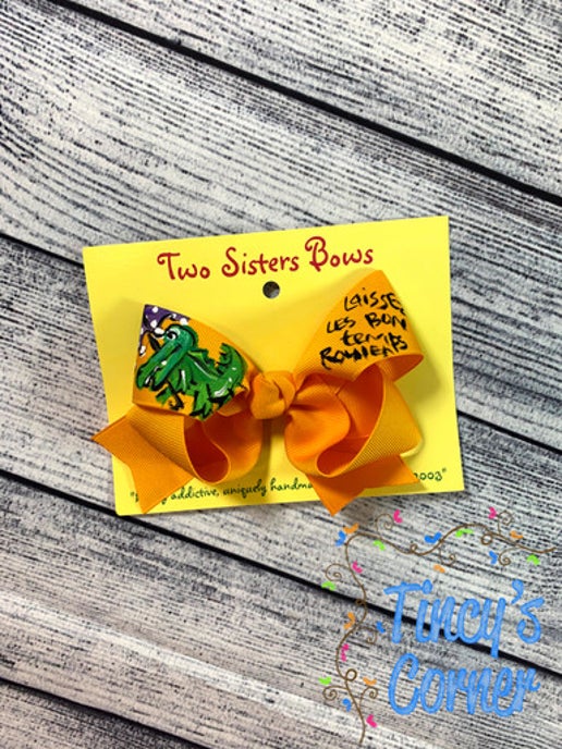 Mardi Gator Yellow Gold Hair Bow