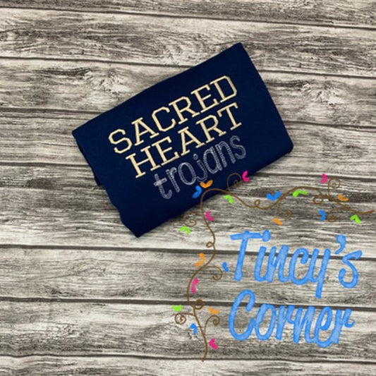 Sacred Heart Trojans Embroidery T-Shirt