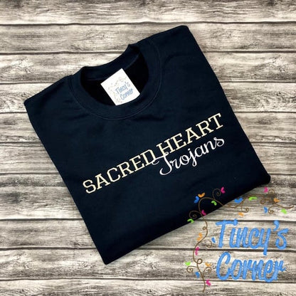 Sacred Heart Trojans Embroidery T-Shirt