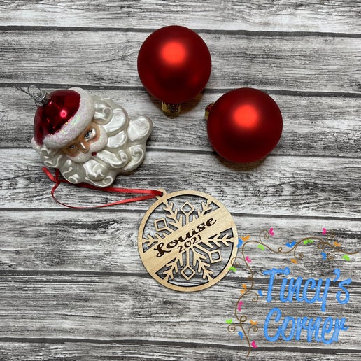 Snowflakes with Bow 4 Christmas Ornament