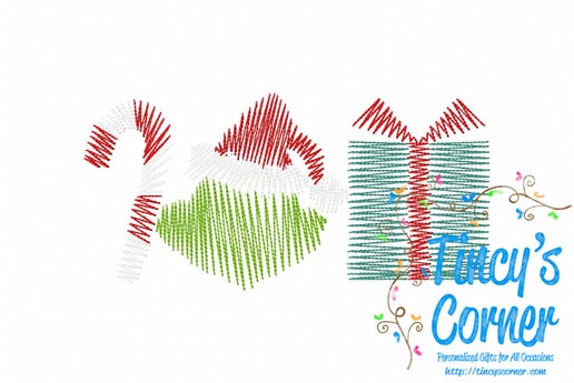 Tree Mean Christmas Monster Trio Embroidery T-Shirt