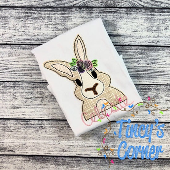 Bunny Rabbit with Flowers Applique T-Shirt