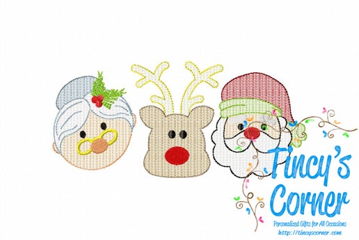 Claus Family Trio Embroidery T-Shirt