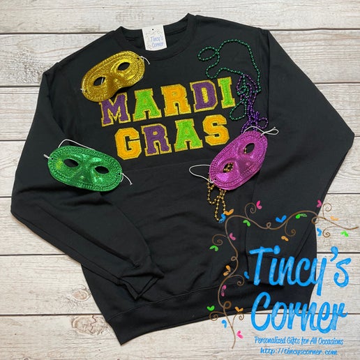 Mardi Gras Chenille Applique Sweatshirt