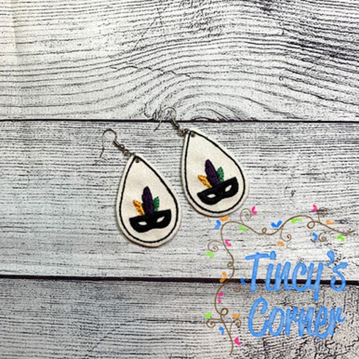 White Glitter Mask Earrings