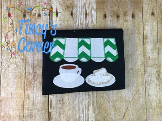 Beignets and Coffee Applique T-Shirt