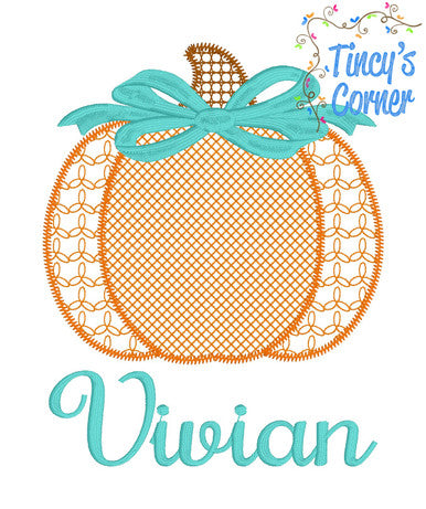 Motif Pumpkin Embroidery T-Shirt