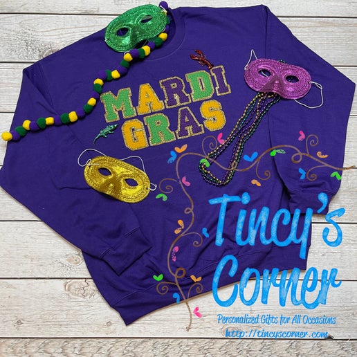 Mardi Gras Chenille Embroidery Sweatshirt