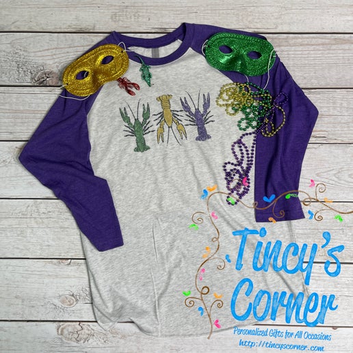 Mardi Gras Crawfish Sublimation Raglan