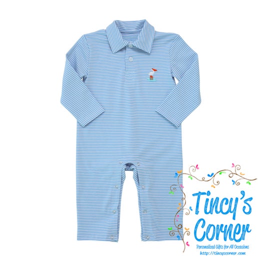 Boy's Long Sleeve Pelican Polo Romper