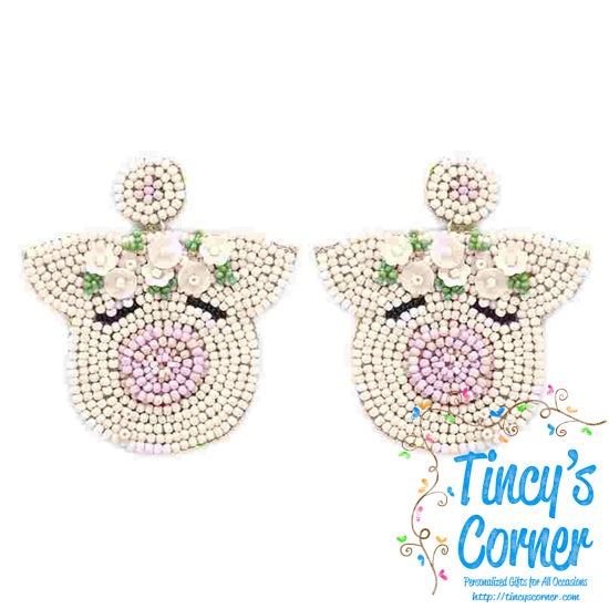 Gettin' Piggy With It Beaded Earrings