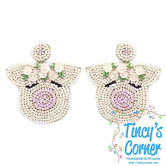 Gettin' Piggy With It Beaded Earrings