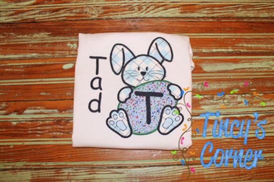 Bunny with Easter Egg Applique T-Shirt