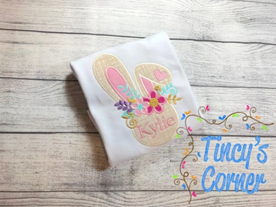 Floppy Ear Easter Bunny Applique T-Shirt