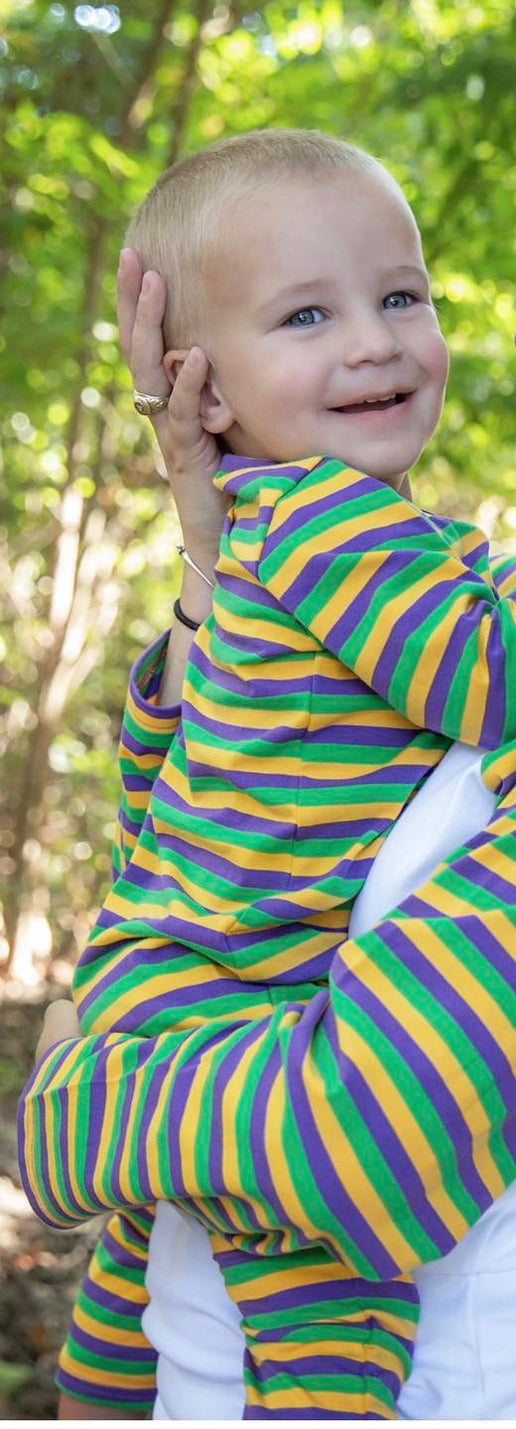 Unisex Mardi Gras Stripe Romper