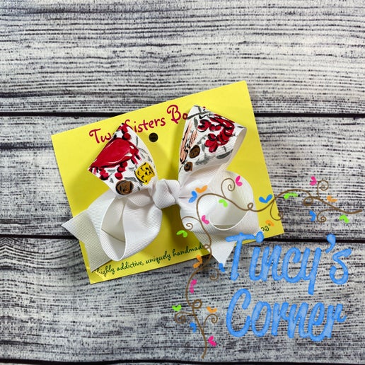 Seafood Boil White Hair Bow