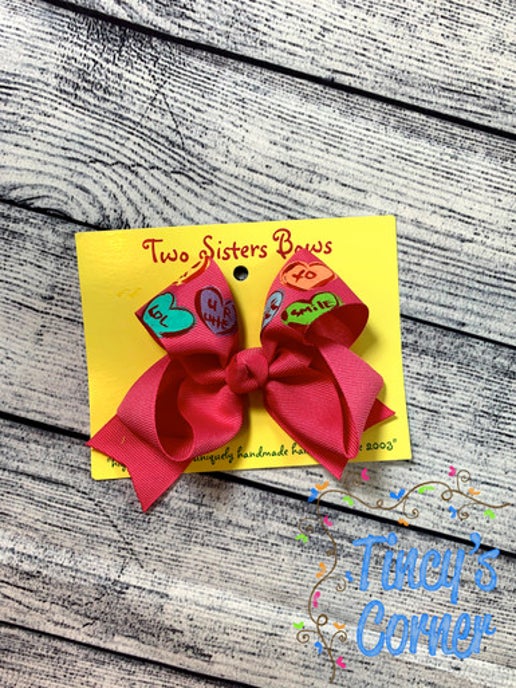 Candy Hearts Hot Pink Hair Bow