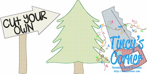 Cut Your Own Tree Trio Embroidery T-Shirt