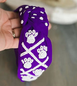 Paw Print Seed Beaded Top Knot Headband