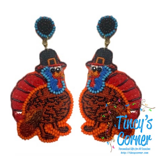 Talk Turkey to Me Beaded Earrings