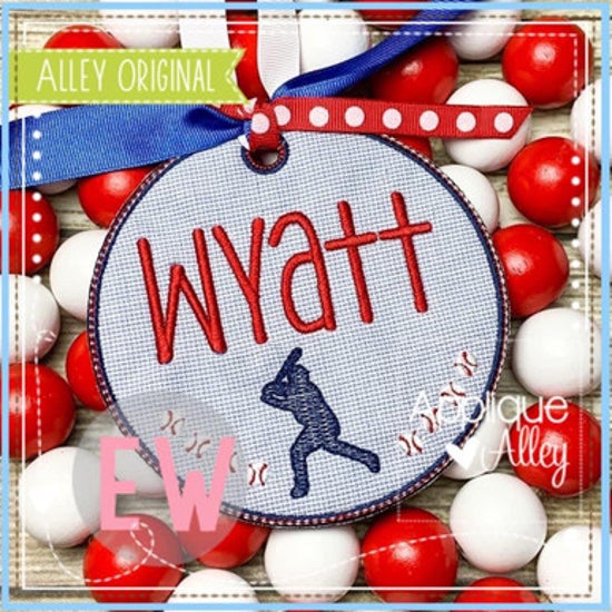 Baseball Player Circle Bag Tag