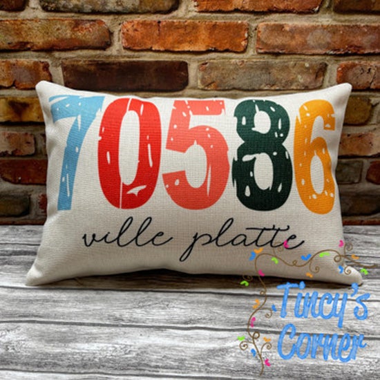 Zip Code and City Pillow