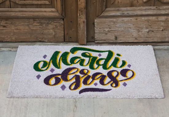 Mardi Gras Script Coir Door Mat