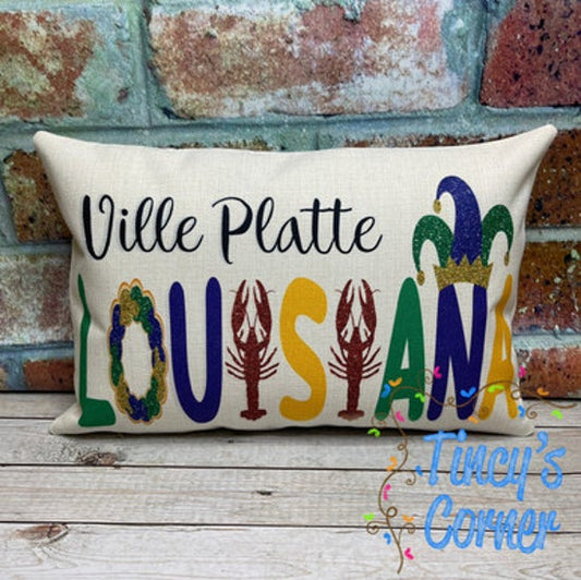 City, Louisiana Mardi Gras Pillow