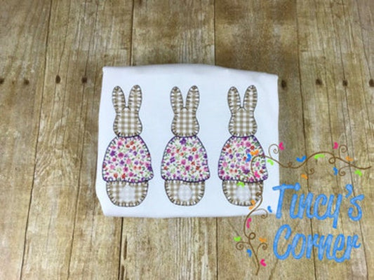 Girl Bunny Jacket Trio Applique T-Shirt